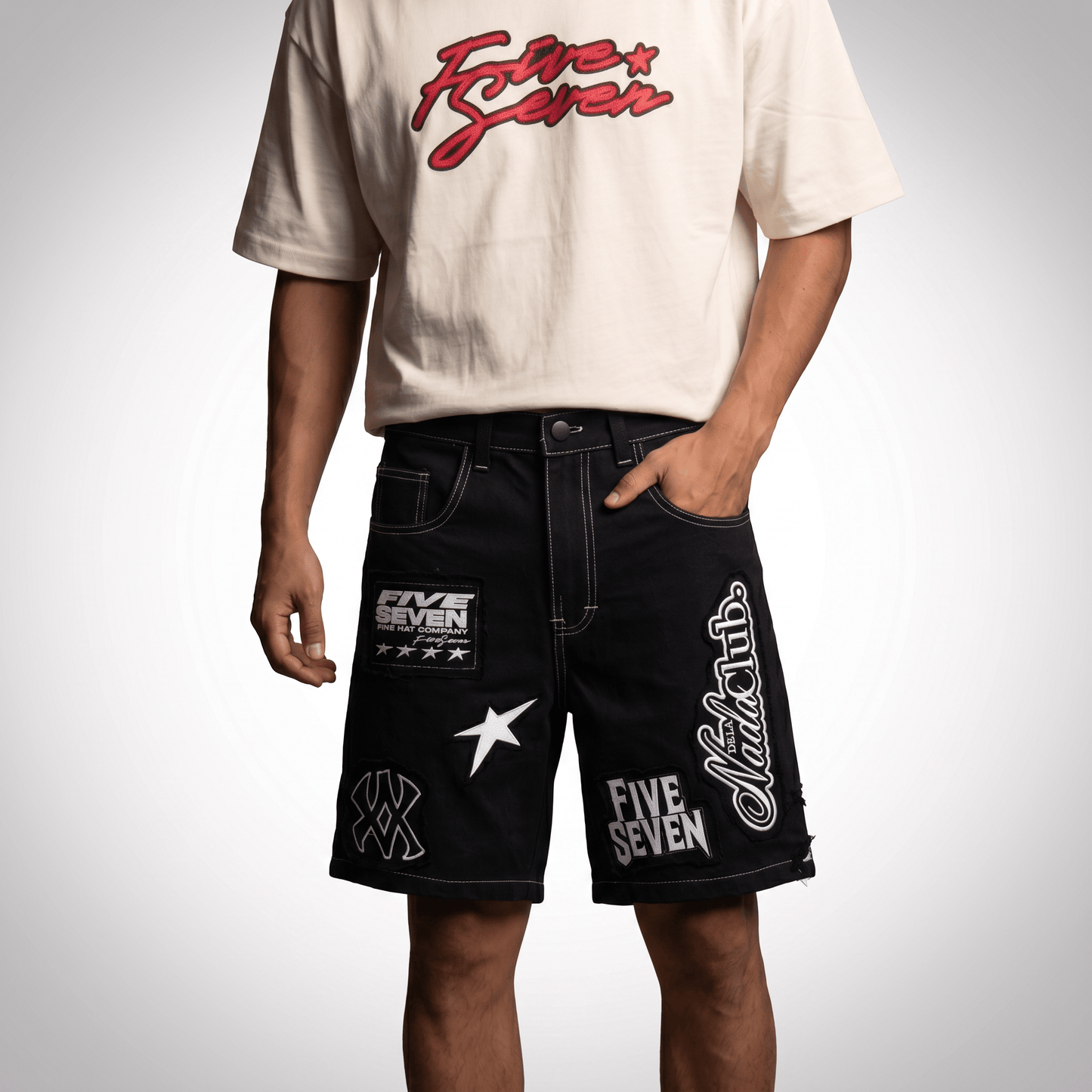 Bermuda Full Embroidery negro - Cincopunto7