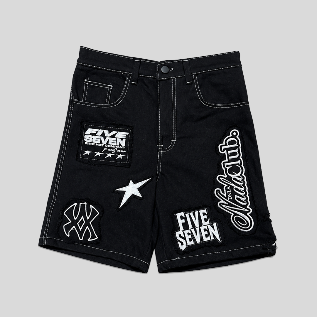 Short Full Embroidery Black