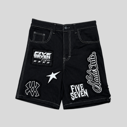 Short Full Embroidery Black