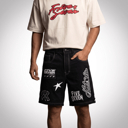 Bermuda Full Embroidery negro - Cincopunto7
