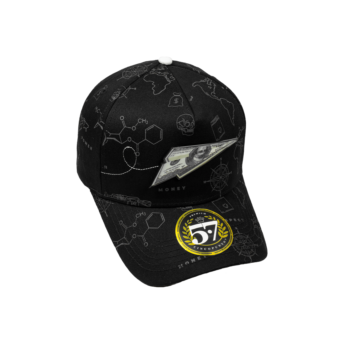 Paper Plane Full Print Black Curva - Cincopunto7